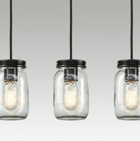 Oil Rubbed Bronze Industrial Glass Jar Kitchen Island Pendant Lighting