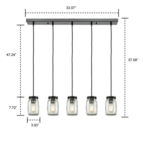 Oil Rubbed Bronze Industrial Glass Jar Kitchen Island Pendant Lighting