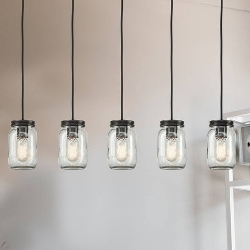 Oil Rubbed Bronze Industrial Glass Jar Kitchen Island Pendant Lighting