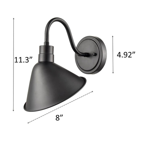 Industrial Gooseneck Wall Sconces Antique Black Barn Light Set of 2