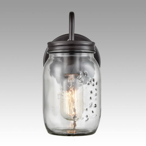 Ghemme Industrial Mason Jar Glass Plug in Wall Sconce Oil rubbed Bronze 2 Pack