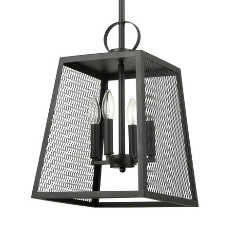 Industrial Matte Black Pendant Light Hanging Foyer Lantern Fixture
