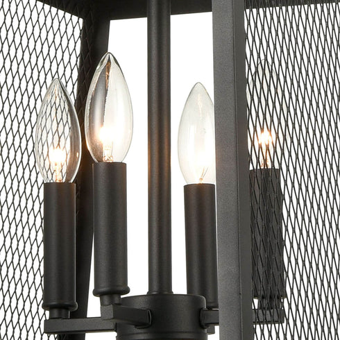 Industrial Matte Black Pendant Light Hanging Foyer Lantern Fixture