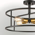 Industrial Black Metal Drum Cage Semi Flush Ceiling Light