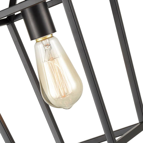 Todi Gallarate Industrial Metal Cage Semi Flush Mount Ceiling Light Matte Black