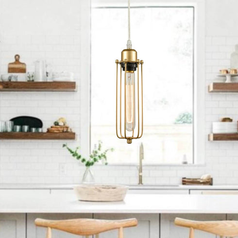 Industrial Mini Metal Cage Brass Pendant Lighting