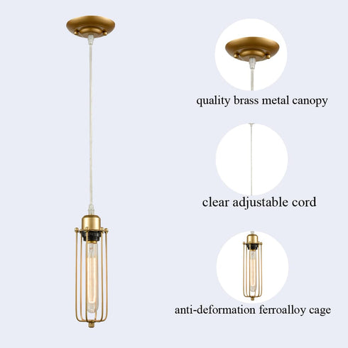 Industrial Mini Metal Cage Brass Pendant Lighting