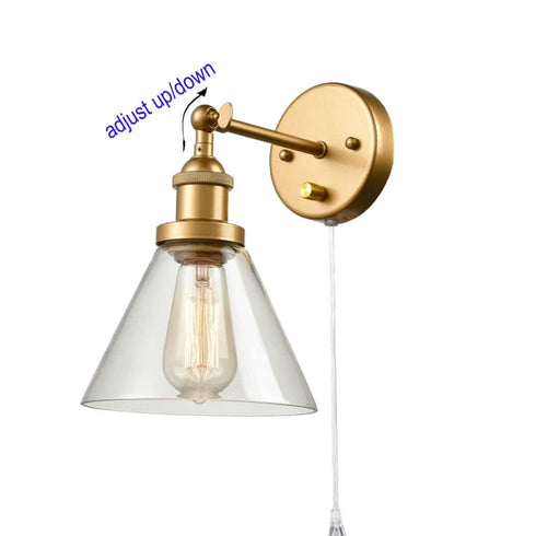 Padua Industrial Modern Brass Swing Arm Hardwired and Plug in Wall Sconces