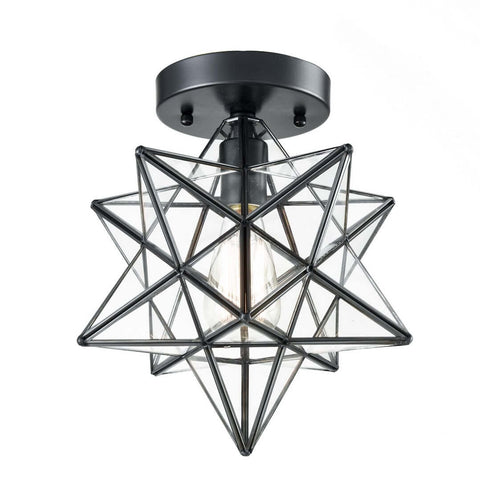Industrial Moravian Star Ceiling Light with Clear Glass 12 Inches