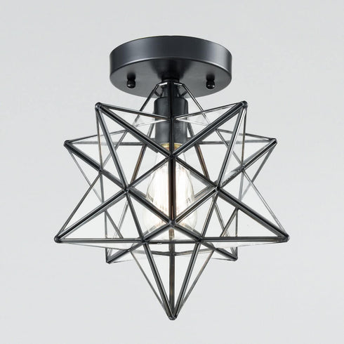Industrial Moravian Star Ceiling Light with Clear Glass 12 Inches