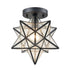 Industrial Moravian Star Ceiling Light with Seeded Glass 12 inches