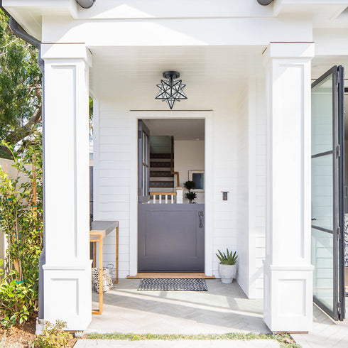 Industrial Moravian Star Ceiling Light with Clear Glass 12 Inches