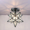 Industrial Moravian Star Ceiling Light with Seeded Glass 12 inches