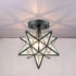 Industrial Moravian Star Ceiling Light with Seeded Glass 12 inches