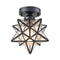Industrial Moravian Star Ceiling Light with Seeded Glass 8 Inches