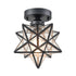 Industrial Moravian Star Ceiling Light with Seeded Glass 8 Inches