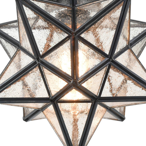 Industrial Moravian Star Ceiling Light with Seeded Glass 8 Inches