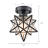Industrial Moravian Star Ceiling Light with Seeded Glass 8 Inches