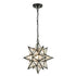 Industrial Moravian Star Pendant Light with Seeded Glass 15 Inches