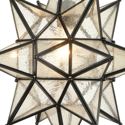 Industrial Moravian Star Pendant Light with Seeded Glass 15 Inches