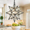 Industrial Moravian Star Pendant Light with Seeded Glass 15 Inches