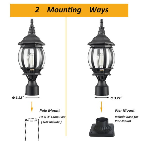 Industrial Outdoor Post Light Exterior Post Lantern with Pier Mount Matte Black
