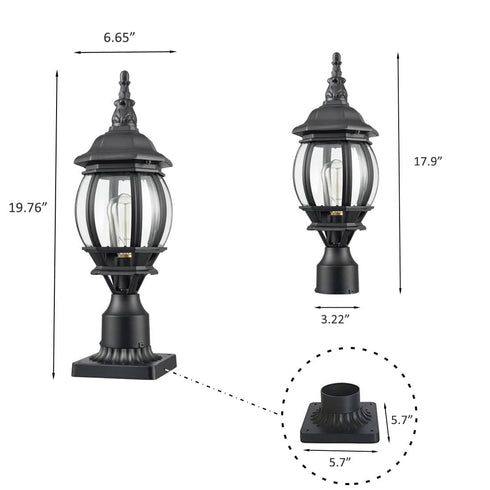 Industrial Outdoor Post Light Exterior Post Lantern with Pier Mount Matte Black