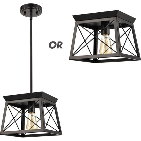 Industrial Pendant Lighting Flush Mount Ceiling Light Convertible
