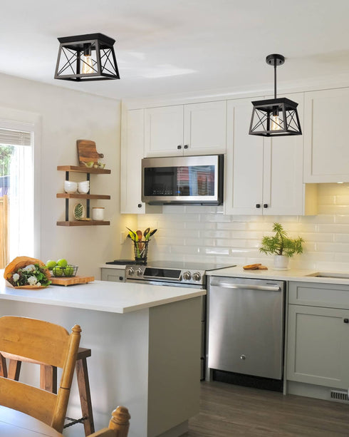 Industrial Pendant Lighting Flush Mount Ceiling Light Convertible