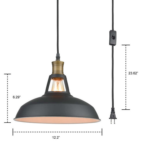 Industrial Plug in Pendant Light with On/Off Switch