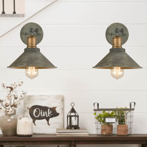 Industrial Rustic Swing Arm Hardwired and Plug-in Wall Sconce-2 Pack