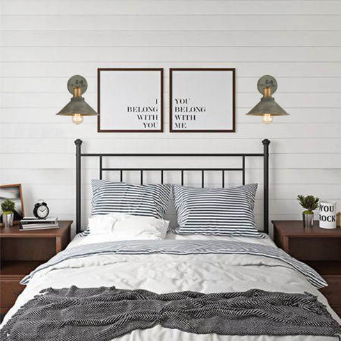 Industrial Rustic Swing Arm Hardwired and Plug-in Wall Sconce-2 Pack