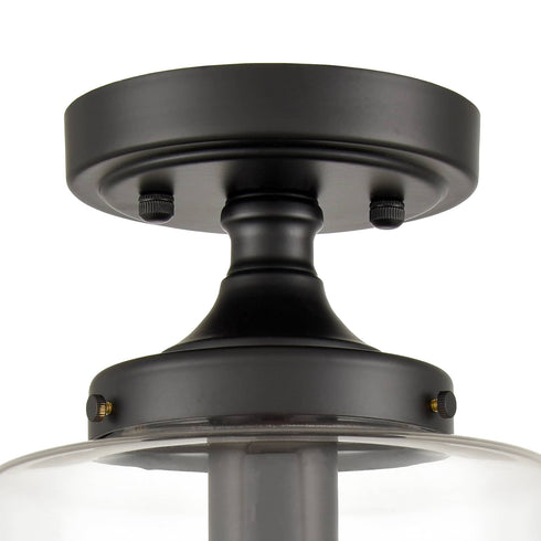 Industrial Semi Flush Mount Ceiling Light Clear Glass Shade