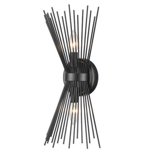 Industrial Starburst Wall Sconce 2-Light Black Wall Lights