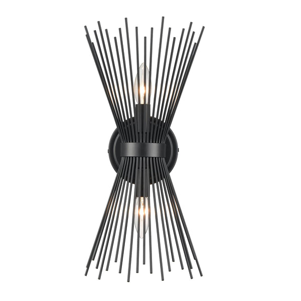 Industrial Starburst Wall Sconce 2-Light Black Wall Lights