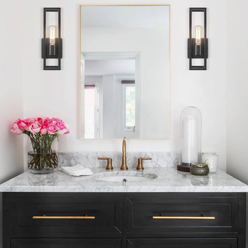 Industrial Wall Sconce Dimmable Black Wall Light with Cuboid Cage