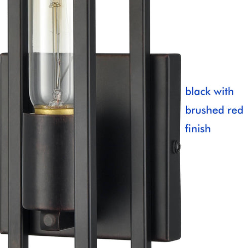 Industrial Wall Sconce Dimmable Black Wall Light with Cuboid Cage