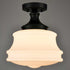 Black Ceiling Light Milk Glass Schoolhouse Light Fixture