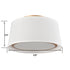Gold Led Flush Mount Ceiling Light Drum White Fabric Shade 3000k-5500k,24W,1600LM