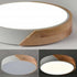Minimalist White and Wood LED Flush Mount Ceiling Light