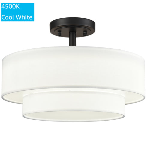 Modern LED Ceiling Lights Black Drum Fixture, Color-Selectable