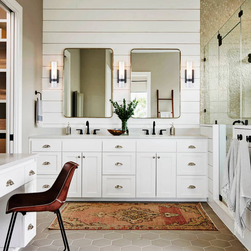 Black Vanity Light Bathroom Sconces Frosted Cylinder Glass