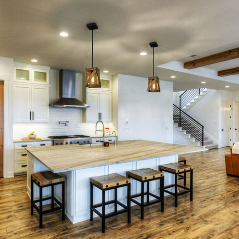 Farmhouse Pendant Light Fixtures Rustic Wood Chandelier for Kitchen Island Dining Room