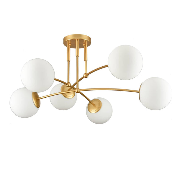 Modern Gold Ceiling Light 6-Light Globe Chandelier