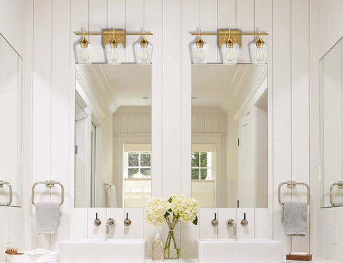 Lighting Brass Wall Sconce Bathroom Vanity 3-Light