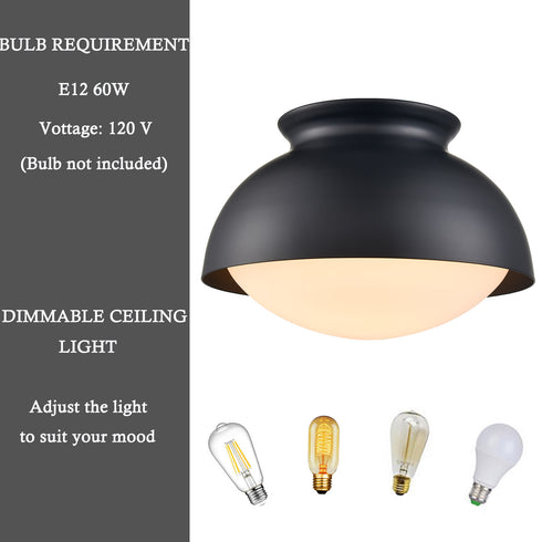 Black Glass Ceiling Light Flush Mount Fixture