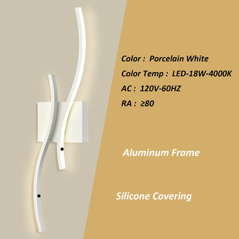 Modern LED Sconce Wall Lighting Indoor 24" Minimalist Industrial White Wall Sconce