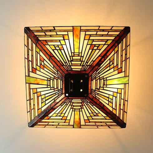 Tiffany Semi Flush Mount Light with Stained Glass Ceiling Light Fixture