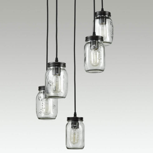 Piombino Mason Jar Glass Industrial Ceiling Lights for Kitchen Oil Rubbed Bronze