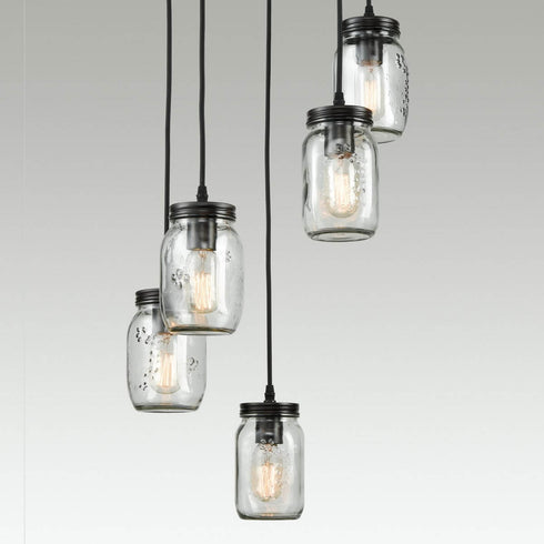 Piombino Mason Jar Glass Industrial Ceiling Lights for Kitchen Oil Rubbed Bronze